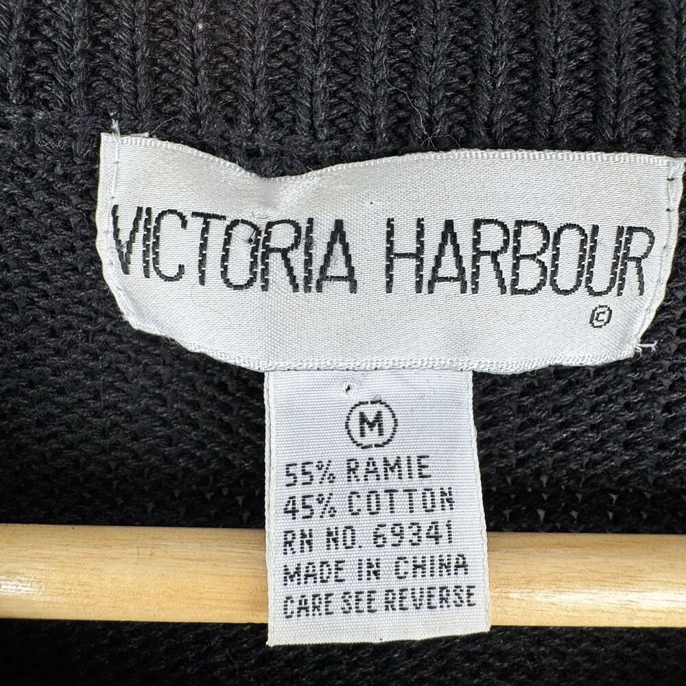 Vintage 80s Victoria Harbour Jewel Sweater M Black Beaded Glam Granny‎ Ugly - Picture 7 of 12